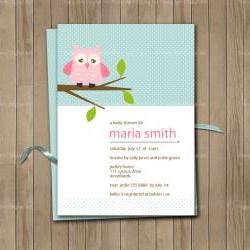 Printable Owl Invite for Baby Shower or Birthday Blue and Pink