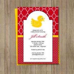 Red and Yellow Duck Printable Baby Shower Birthday Invitation 