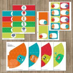 Monster Printable Party Diy - Birthday Banner, Cupcake Toppers, Hats and more